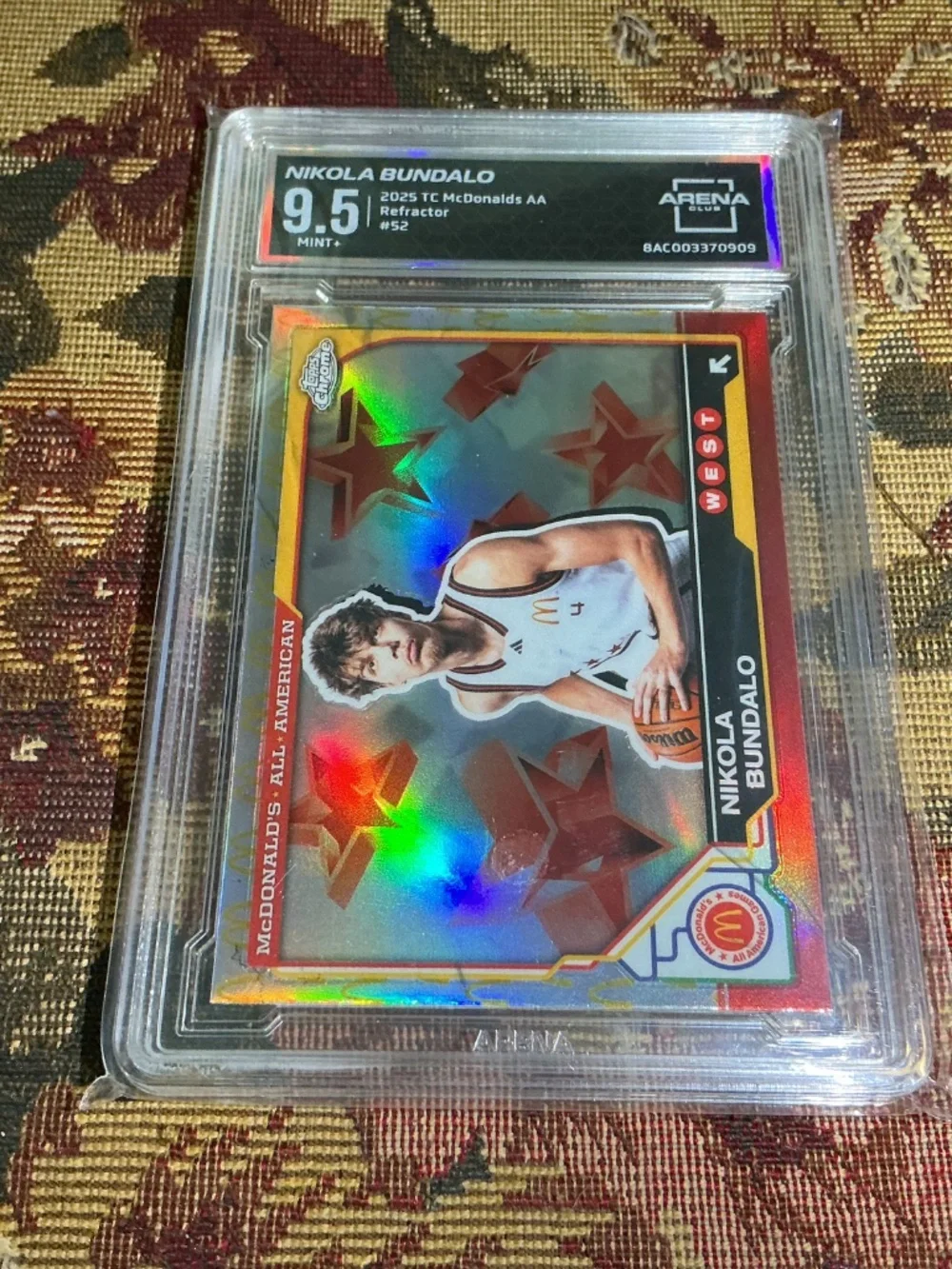 Nikola Bundalo 2025 TC McDonalds basketball AA #52 Refractor Graded Arena 9.5